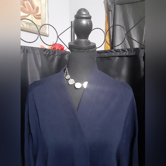 Croft & Barrow Deep Blue Cardigan Sweater Women's Size 3XL Pockets Bohoemian - Picture 3 of 8
